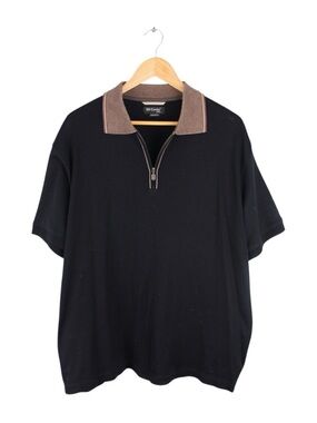 Vintage St. Croix Fashion Fit Polo Shirt Black 1/4 Zip Knit Size XXL USA Made